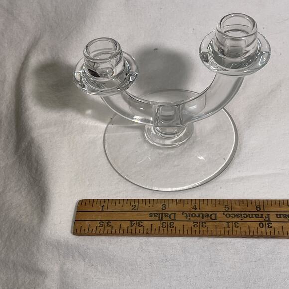 Vintage Style Glass Double Tapered Candle Holder - Picture 6 of 6